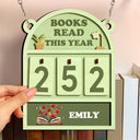 Gift For Yourself, Gift For Women, Reading, Happy - Books Read This Year Flowers Growing From Book - Personalized Hanging Tracker Sign