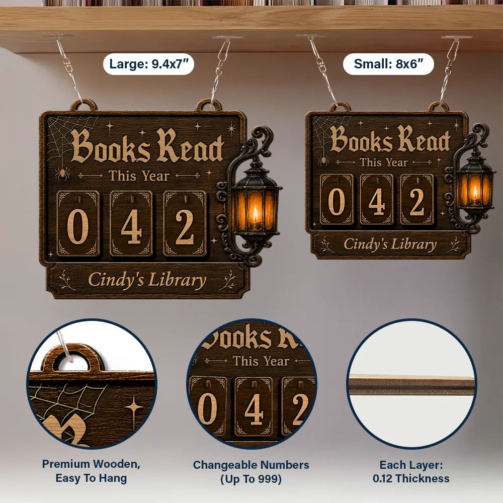 Playful,Halloween,Reading,Pet Lovers,Icon - Books Read This Year Halloween Style - Personalized Hanging Tracker Sign