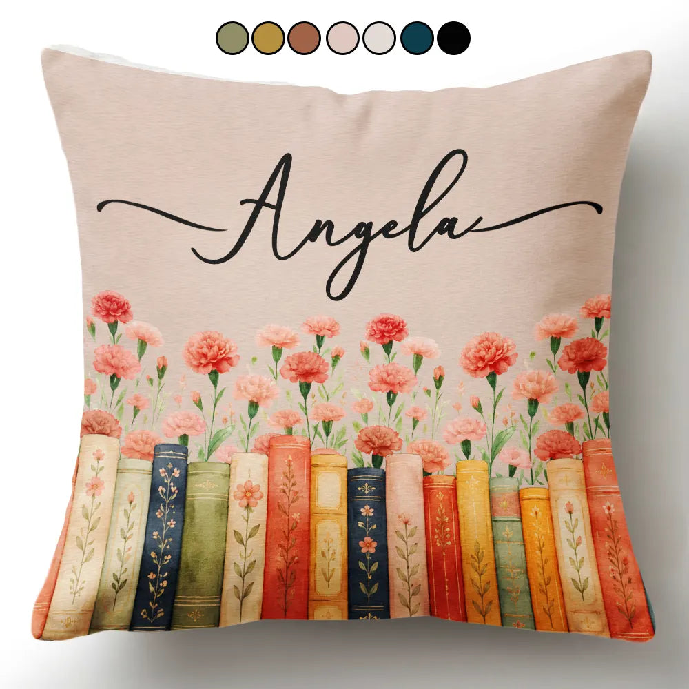 Adorable,Reading,Gift For Yourself,Icon - Bookshelf Flower Garden - Personalized Pillow