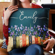 Adorable,Reading,Gift For Yourself,Icon - Bookshelf Flower Garden - Personalized Pillow