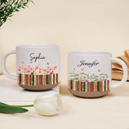 Reading,Gift For Yourself,Adorable,Icon - Bookshelf Flower Garden - Personalized Pottery Mug