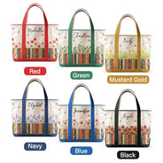 Reading,Gift For Yourself,Gift For Women,Icon,Happy - Bookshelf Flower Garden Woman Name - Personalized Fabric Tote Bag
