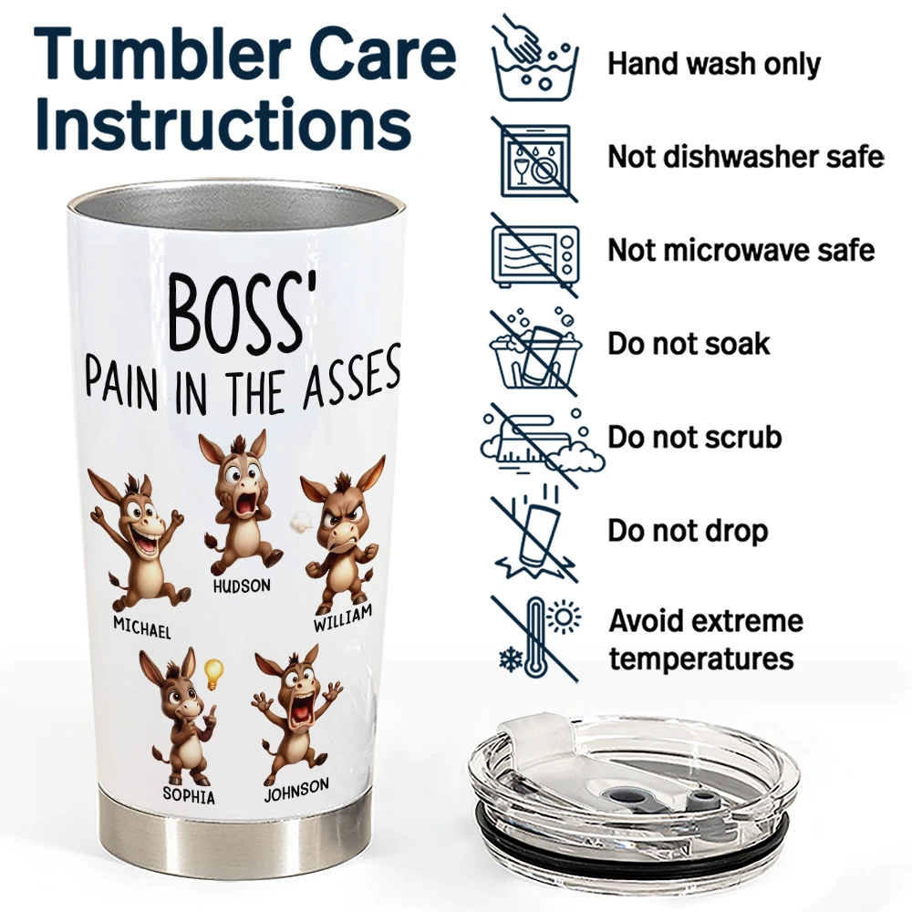 Gifts For Colleagues, Gift For Women, Gift For Men - Boss' Little Trouble 3D Effect Funny Donkey - Personalized Tumbler