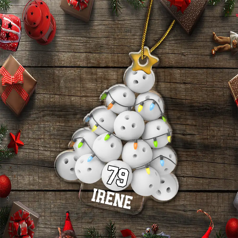 Gift For Yourself,Gift For Women,Gift For Men,Baseball,Basketball,Football,Golf,Happy,Christmas - Bowling Christmas Tree - Personalized Custom Shaped Acrylic Ornament