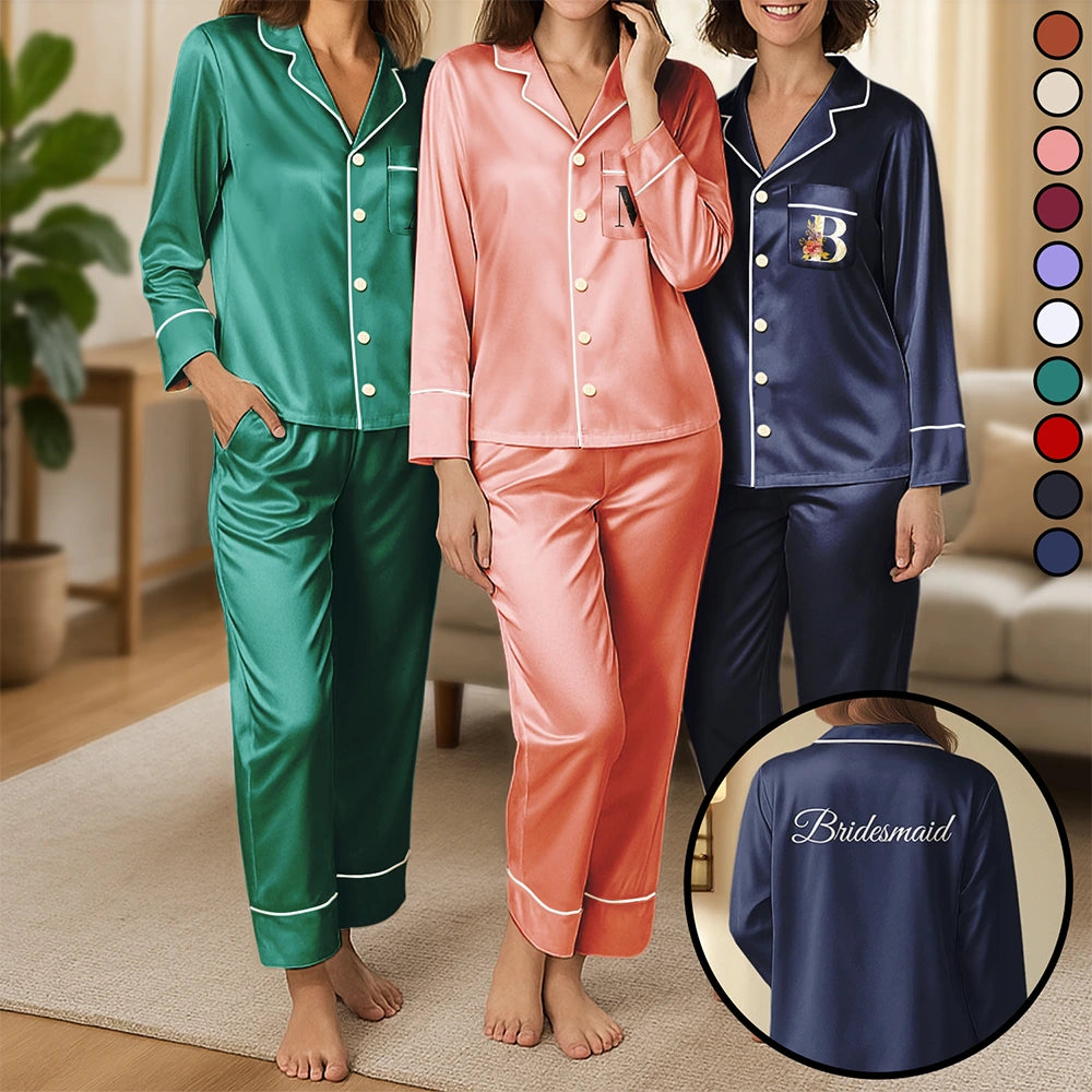 Bridal Party Bridesmaid - Personalized Satin Pajama Set