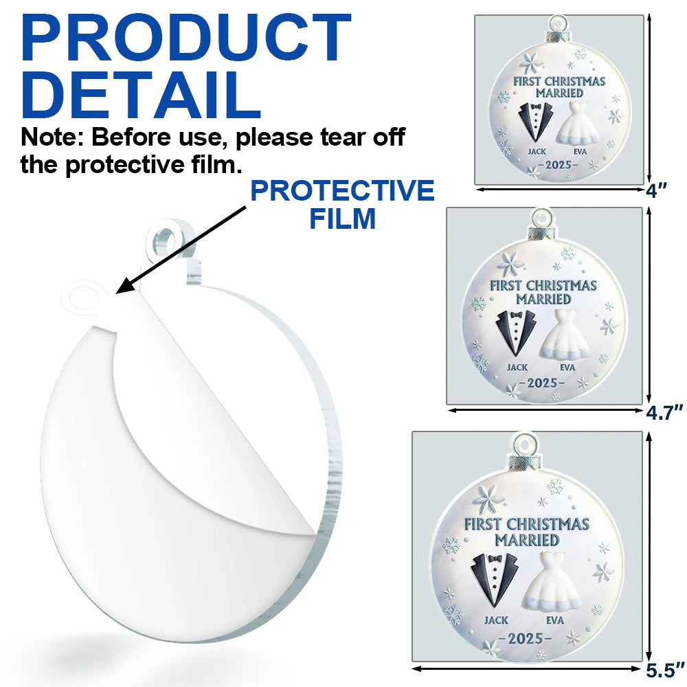 Christmas,Gift For Couples,Gift For Husband,Gift For Wife,Happy - Bride & Groom Happily Ever After - Personalized Custom Shaped Acrylic Ornament