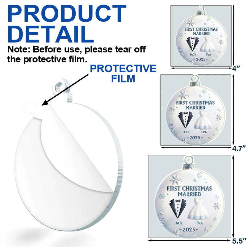 Christmas,Gift For Couples,Gift For Husband,Gift For Wife,Happy - Bride & Groom Happily Ever After - Personalized Custom Shaped Acrylic Ornament