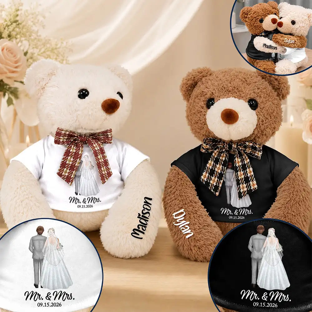 Bride & Groom Wedding Couple Pet - Personalized Hugging Bear