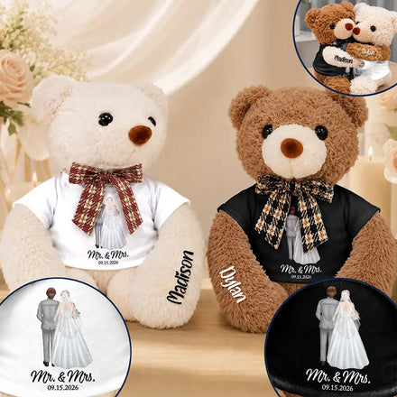 Bride & Groom Wedding Couple Pet - Personalized Hugging Bear