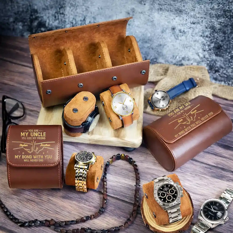 Gift For Brothers,Gift For Bestie,Gift For Men,Love - Brother My Bond With You Will Never End - Personalized Leather Watch Case