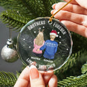 Family,Gift For Sibling,Gift For Sisters,Gift For Bestie,Gift For Brothers,Cousin,Love,Long Distance,Christmas,Top Market - Brother Sister Forever Linked Together - Personalized Circle Glass Ornament
