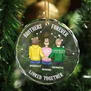 Family,Gift For Sibling,Gift For Sisters,Gift For Bestie,Gift For Brothers,Cousin,Love,Long Distance,Christmas,Top Market - Brother Sister Forever Linked Together - Personalized Circle Glass Ornament
