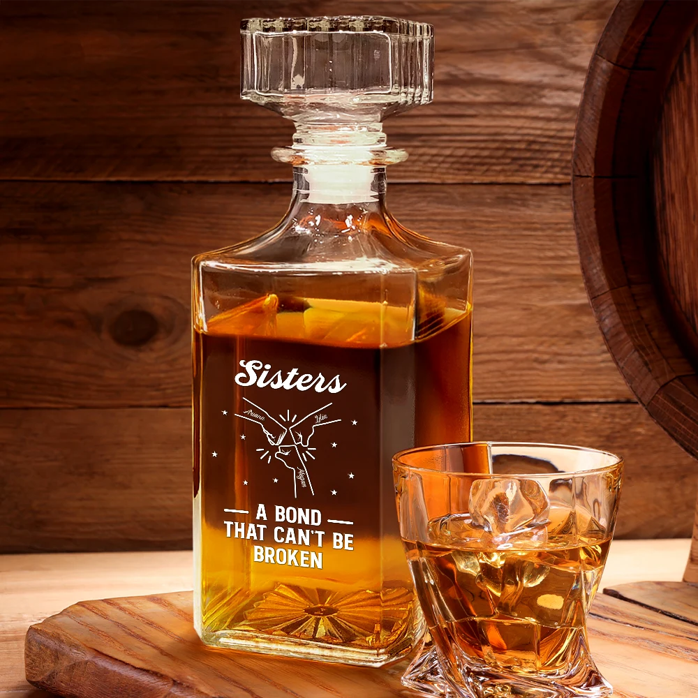 Gift For Brothers,Gift For Sisters,Gift For Sibling,Cousin,Happy - Brothers A Bond That Can't Be Broken - Personalized Square Whiskey Bottle