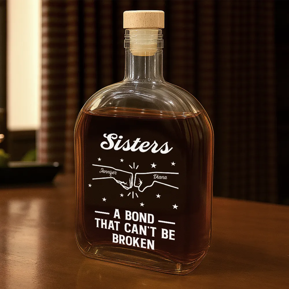 Gift For Brothers, Gift For Sisters, Gift For Sibling, Cousin, Happy - Brothers A Bond That Can't Be Broken - Personalized Whiskey Bottle
