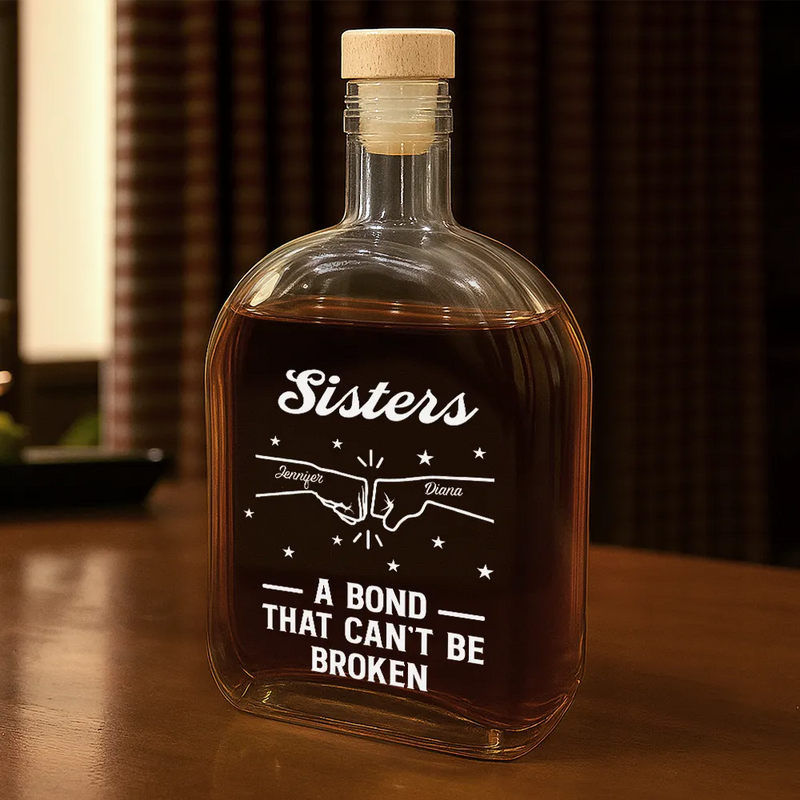Gift For Brothers, Gift For Sisters, Gift For Sibling, Cousin, Happy - Brothers A Bond That Can't Be Broken - Personalized Whiskey Bottle