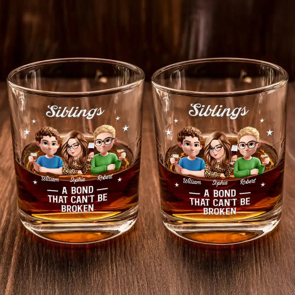 Gift For Brothers,Gift For Sisters,Gift For Sibling,Cousin,Gift For Women,Gift For Men,Happy - Brothers A Bond That Can't Be Broken - Personalized Whiskey Glass