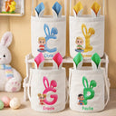 Gift For Kids,Grandpa - Grandkids,Grandma - Grandkids,Gift For Grandkids,Easter - Bunny Alphabet With Kid Baby Sitting 3D Effect - Personalized Bunny Ears Bucket Bag