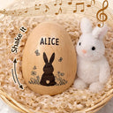 Gift For Kids,Grandma - Grandkids,Gift For Grandkids,Dad - Children,Mom - Children,Easter,Happy - Bunny With Spring Flowers - Personalized Musical Wooden Easter Egg Shaker