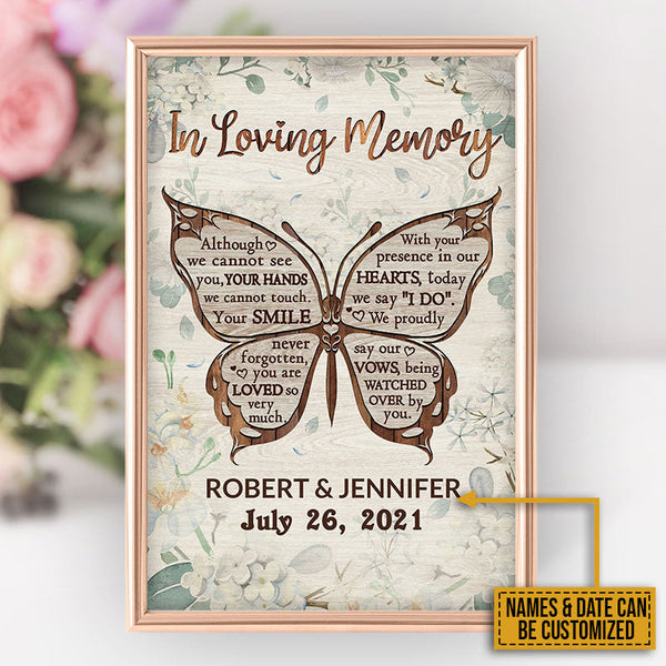 Affiche personnalisée commémorative de mariage papillon avec amour