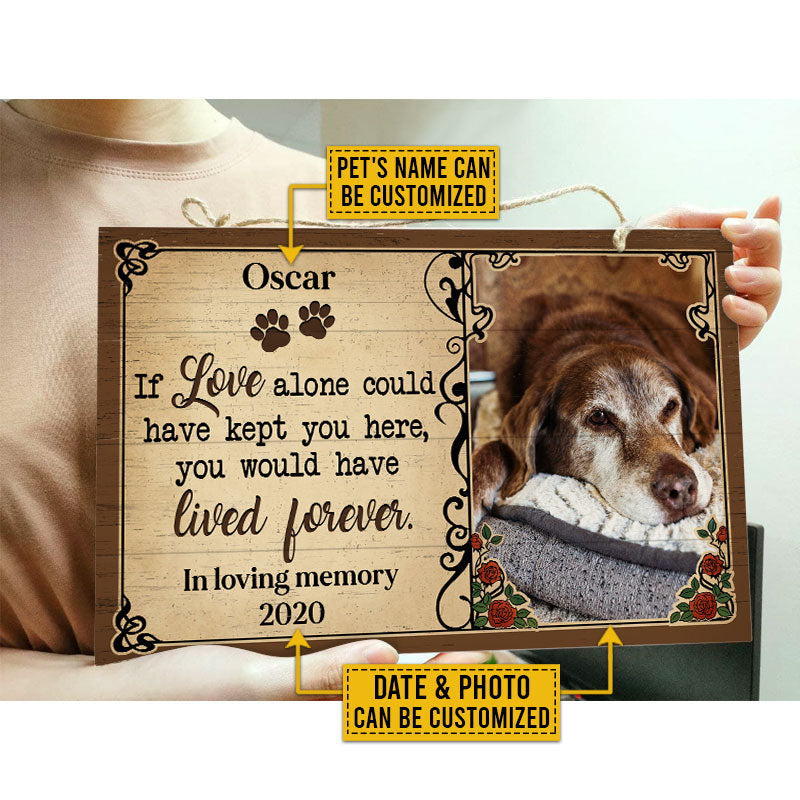 Custom Photo Cat Dog If Love Alone Photo Gift Pet Memorial Gift Custom Wood Rectangle Sign, Pet Loss Gifts, Sympathy, Pet Memorial Gift, Cat Loss, Dog Loss, Pet Sympathy