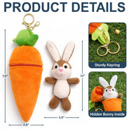 Easter,Happy,Gift For Kids,Dad - Children,Mom - Children,Grandpa - Grandkids,Grandma - Grandkids,Gift For Grandkids - Custom Favorite Animal And Name - Personalized Plush Reversible Carrot Bunny Keychain