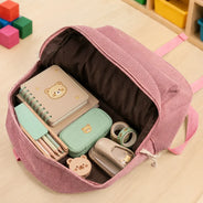 Playful, Back To School, Gift For Kids, Icon - Faux Embroidery Effect Chenille Animal & Alphabet Letters - Personalized Corduroy Backpack