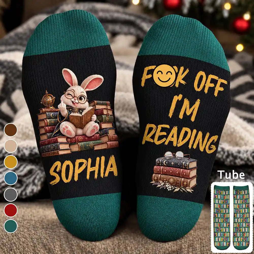 Funny Gift For Book Lovers - Personalized Fk Off I'm Reading Socks