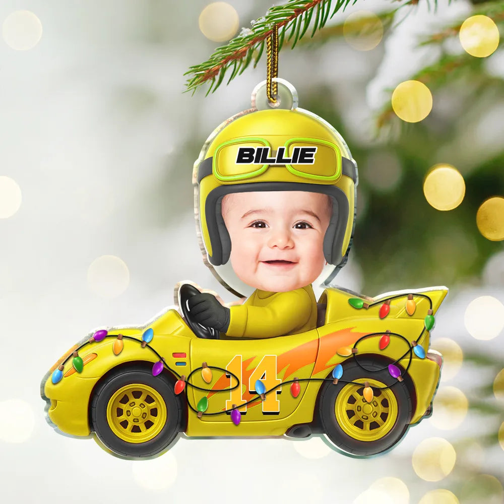 Gift For Kids,Gift For Grandkids,Custom Photo,Christmas,Funny - Custom Photo Funny Kid Face Car Toys - Personalized Custom Shaped Acrylic Ornament