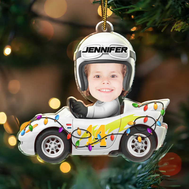 Gift For Kids,Gift For Grandkids,Custom Photo,Christmas,Funny - Custom Photo Funny Kid Face Car Toys - Personalized Custom Shaped Acrylic Ornament