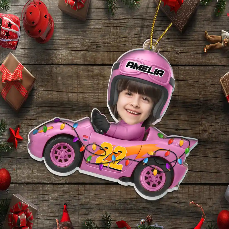 Gift For Kids,Gift For Grandkids,Custom Photo,Christmas,Funny - Custom Photo Funny Kid Face Car Toys - Personalized Custom Shaped Acrylic Ornament