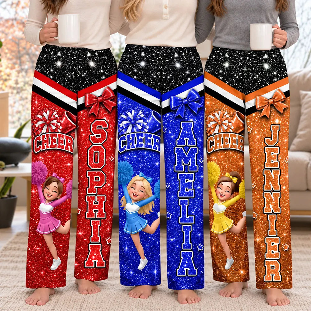 Christmas,Gift For Women,Gift For Yourself,Gifts For Her,Happy,Vector - Gift For Cheerleaders, Daughter, Granddaughter - Personalized Faux Glitter Pajama Pants
