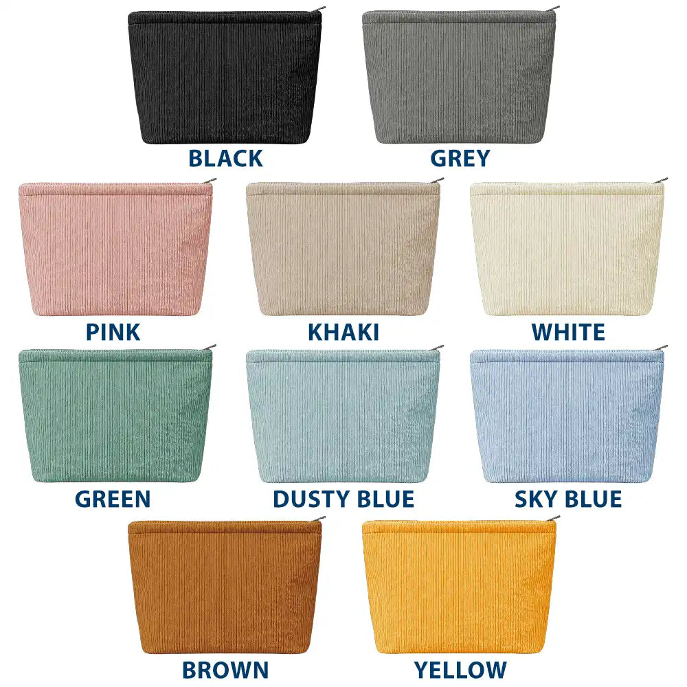 Confident, Bachelorette, Gift For Yourself, Gift For Women, Vector - Wedding Day Important Bride Bridesmaid Stuff - Personalized Corduroy Makeup Bag