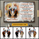 Cowboy Couple I Choose You Custom Poster, Personalized Horse Couple Wall Art, Couple Gift