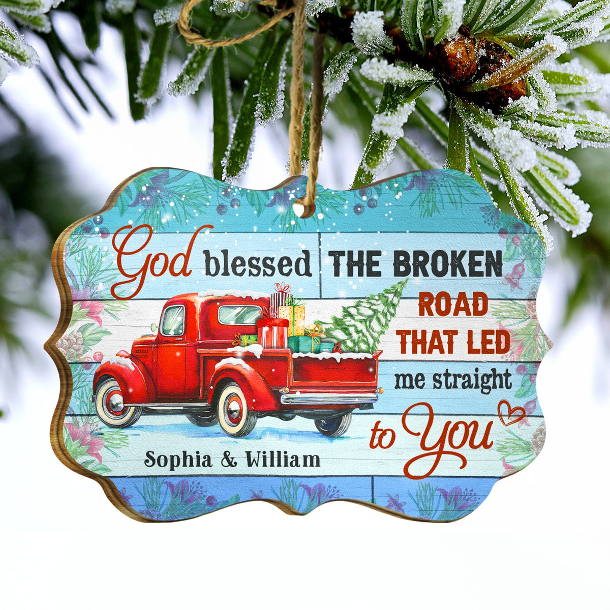 Que Dieu bénisse le couple Broken Road ! Cadeau de Noël ! Décoration en bois personnalisée