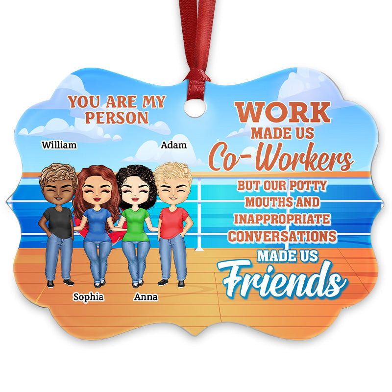 Le travail a fait de nous des collègues amis - Cadeau de Noël BFF Bestie - Décoration personnalisée en aluminium