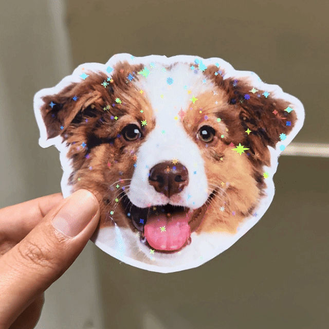 Pet Lovers - Custom Photo Dog Cat Pet Portrait - Personalized Custom Peel-out Hologram Sticker
