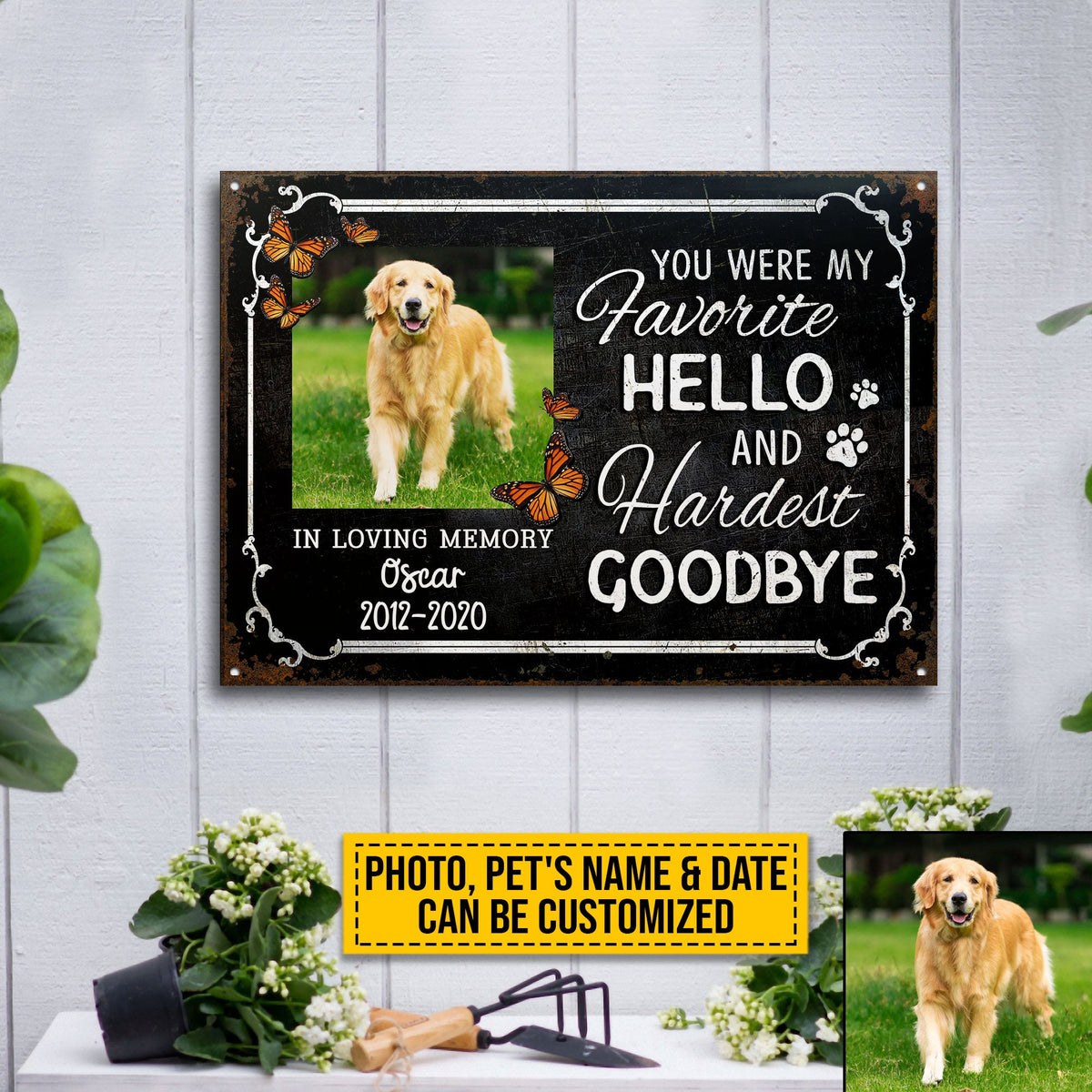 Custom Photo Dog Cat My Favorite Hello Photo Gift Pet Memorial Gift Custom Classic Metal Signs, Yard Sign, Pet Loss Gifts, Pet Sympathy, Dog Loss, Cat Loss