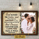 Photo personnalisée Couple Mari Femme Dieu bénisse la route brisée Cadeau photo Affiche personnalisée, cadeau de mariage, anniversaire, images murales, art mural, décoration murale