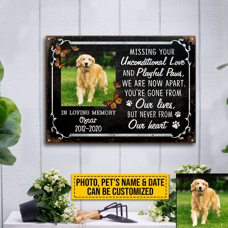 Custom Photo Dog Cat Missing Your Unconditional Love Photo Gift Pet Memorial Gift Custom Classic Metal Signs, Yard Sign, Pet Loss Gifts, Pet Sympathy, Dog Loss, Cat Loss