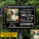 Custom Photo Dog Cat My Favorite Hello Photo Gift Pet Memorial Gift Custom Classic Metal Signs, Yard Sign, Pet Loss Gifts, Pet Sympathy, Dog Loss, Cat Loss