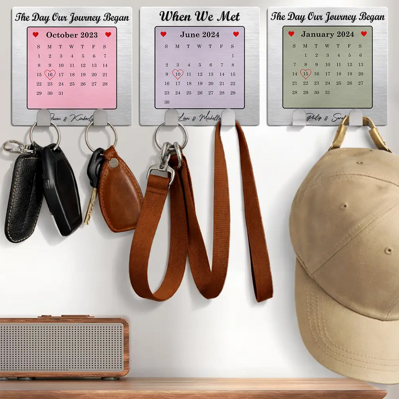 Gift For Couples,Love - Calendar Couple The Day Our Journey Began - Personalized Mini Key Hook