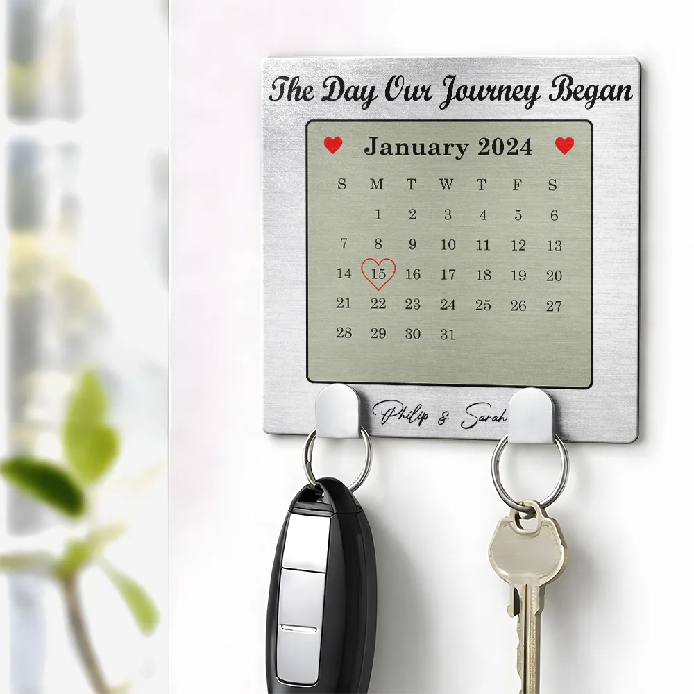 Gift For Couples,Love - Calendar Couple The Day Our Journey Began - Personalized Mini Key Hook