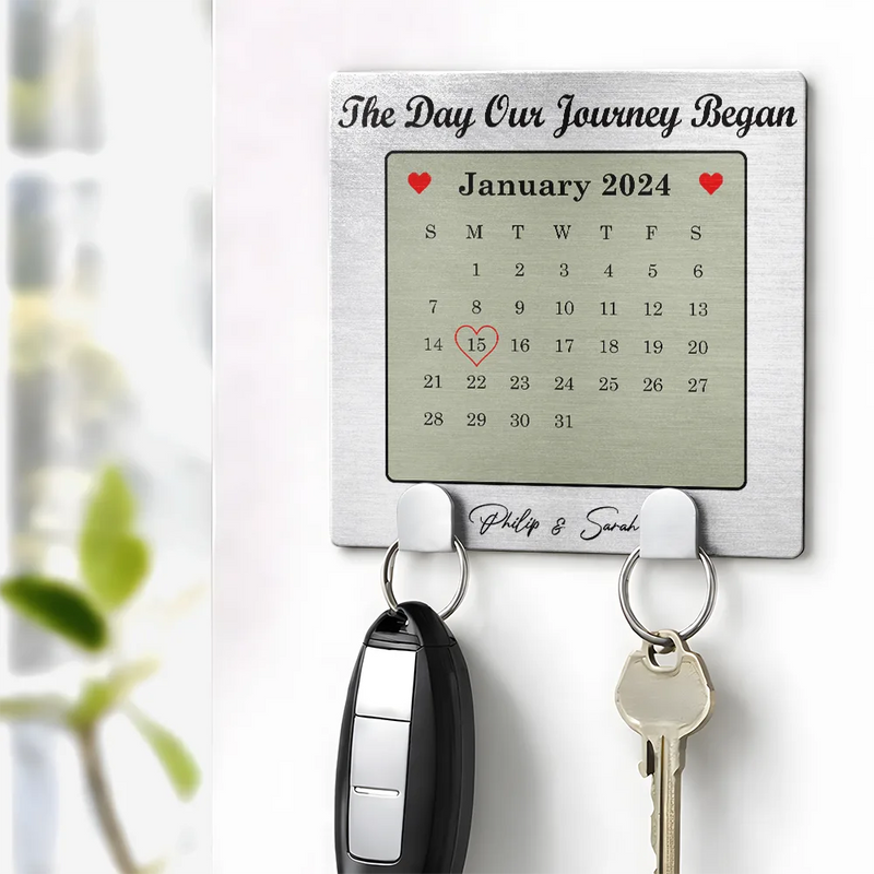 Gift For Couples,Love - Calendar Couple The Day Our Journey Began - Personalized Mini Key Hook