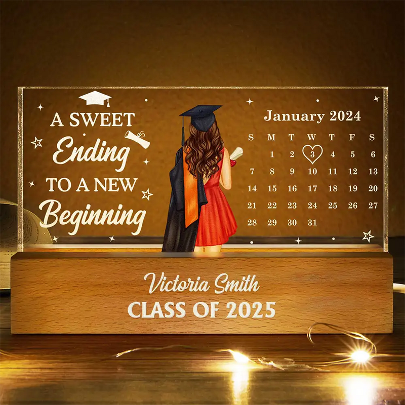 Graduation,Dad,Mom,Children,Gift For Sibling,Gift For Bestie - Calendar Graduation Behind You All Your Memories - Personalized Rectangle LED Light