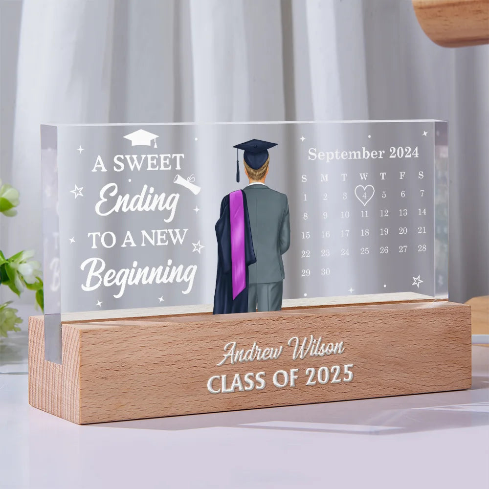 Graduation,Dad,Mom,Children,Gift For Sibling,Gift For Bestie - Calendar Graduation Behind You All Your Memories - Personalized Rectangle LED Light