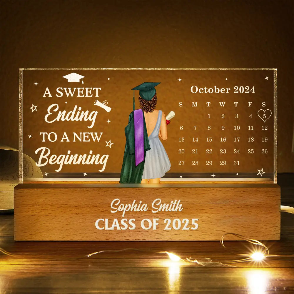 Graduation,Dad,Mom,Children,Gift For Sibling,Gift For Bestie - Calendar Graduation Behind You All Your Memories - Personalized Rectangle LED Light