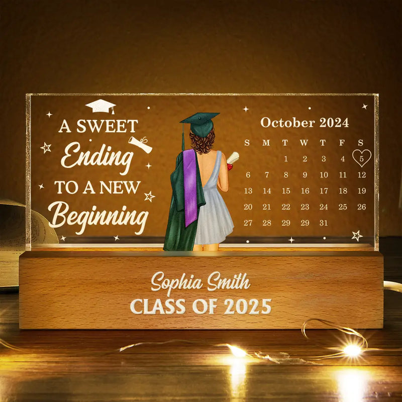 Graduation,Dad,Mom,Children,Gift For Sibling,Gift For Bestie - Calendar Graduation Behind You All Your Memories - Personalized Rectangle LED Light