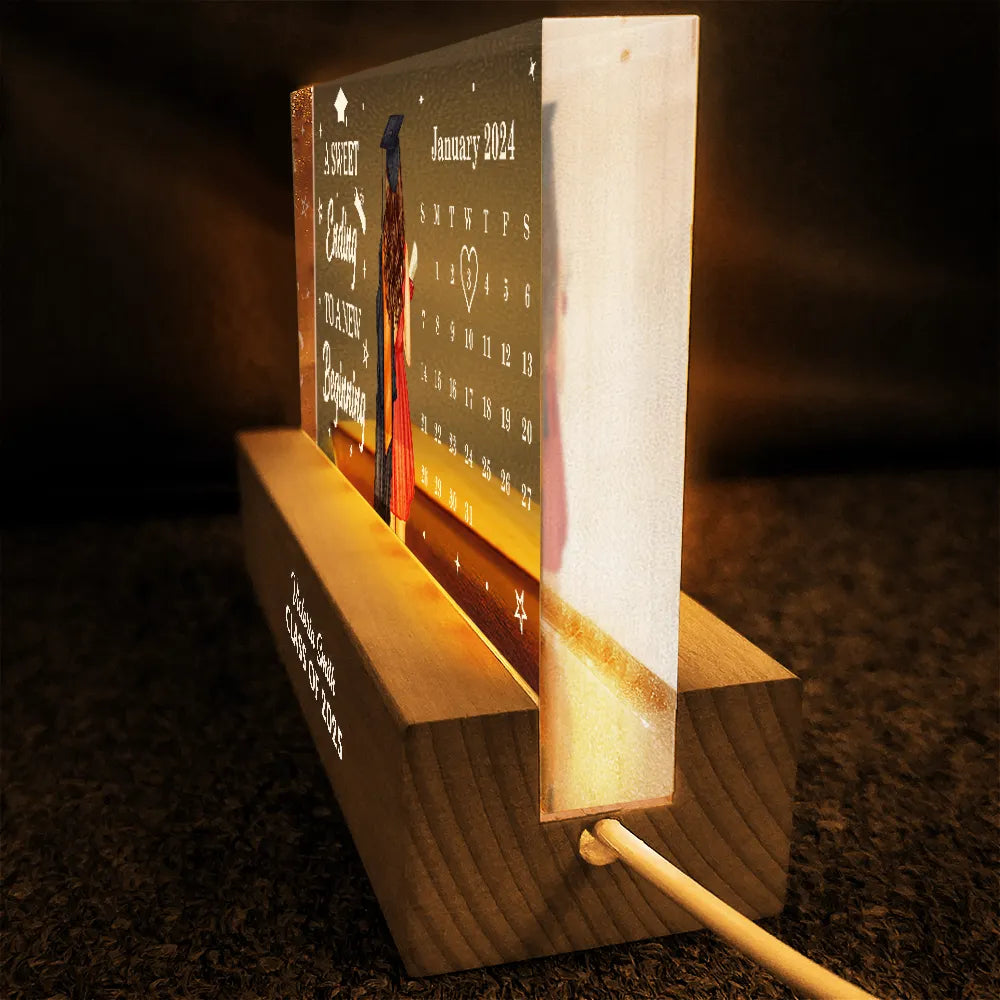 Graduation,Dad,Mom,Children,Gift For Sibling,Gift For Bestie - Calendar Graduation Behind You All Your Memories - Personalized Rectangle LED Light