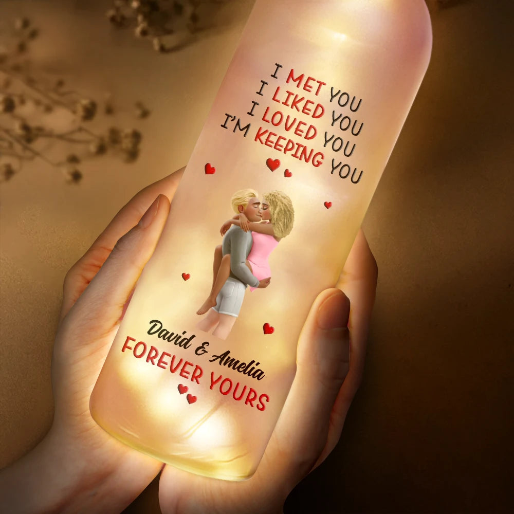 Gift For Couples,Love,Gift For Husband,Gift For Wife,Gift For Boyfriend,Gift For Girlfriend,LGBT - Calendar I Met You Liked You Love You Forever - Personalized Bottle Light