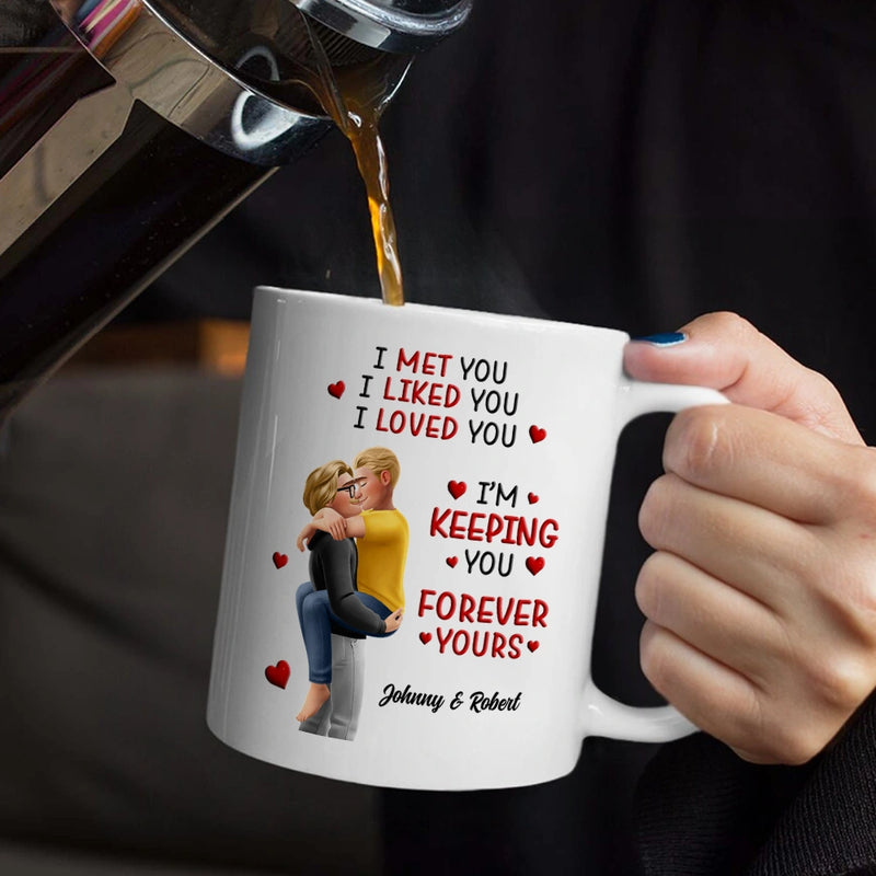 Gift For Couples,Gift For Husband,Gift For Wife,Gift For Boyfriend,Gift For Girlfriend,Love - Calendar I Met You Liked You Love You Forever - Personalized Mug